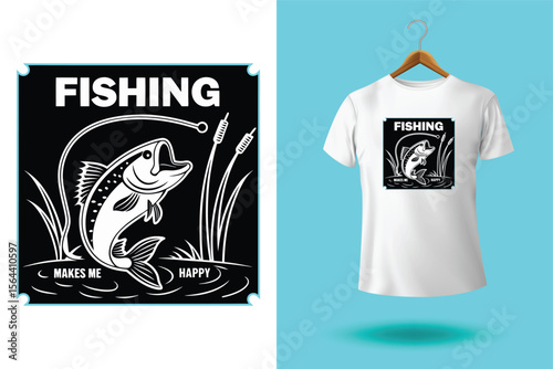 T-shirt design of a freshwater fish vector t shirt design of bass fishing