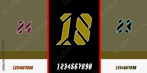Modern Stylized Jersey Numbers | Editable Vector Digits for Sportswear Design
bold sports jersey number set with futuristic style. Perfect for team uniforms, 
e-sports and streetwear designs. Editable