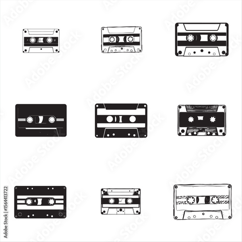 Set of cassette tape vector bundle pack collection