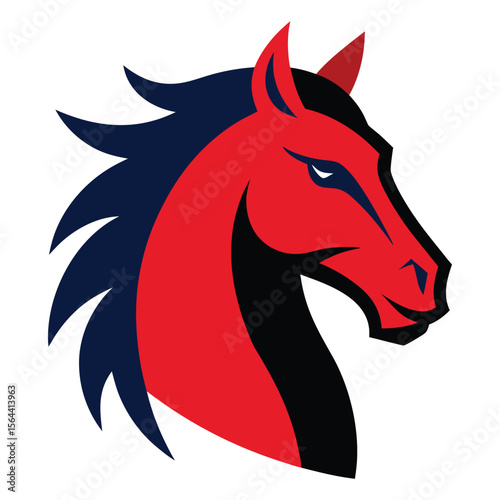 Red horse mustang head vector logo template
