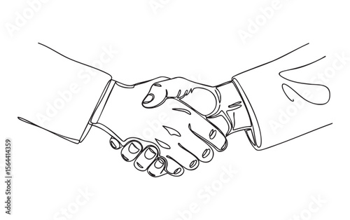 business handshake one continuous line drawing vector