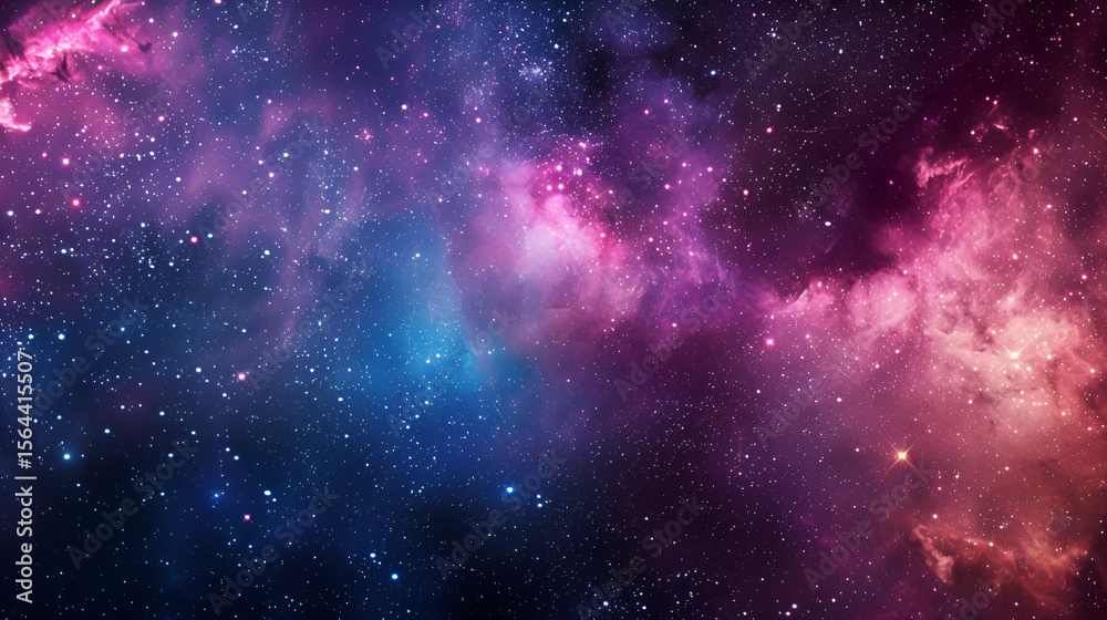Fototapeta premium A vibrant space scene with nebulae and stars in shades of blue purple and pink creating a cosmic view