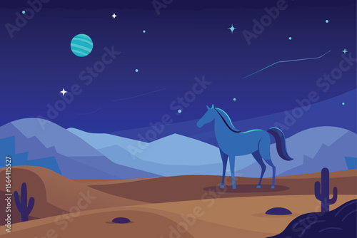 desert landscape with camels and desert