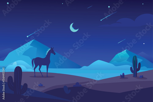 night landscape with mountains and moon