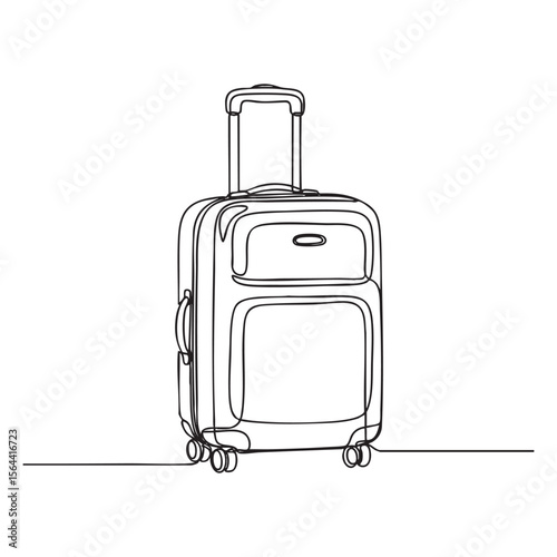 Suitcase luggage one continuous line drawing vector