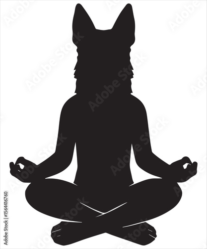 silhouette of a German Shepherd dog stretching its legs Funny Yoga