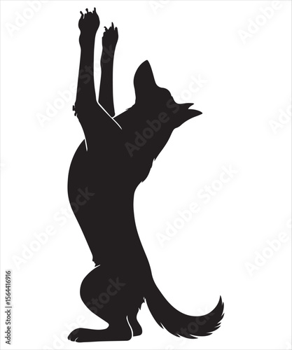 silhouette of a German Shepherd dog stretching its legs Funny Yoga