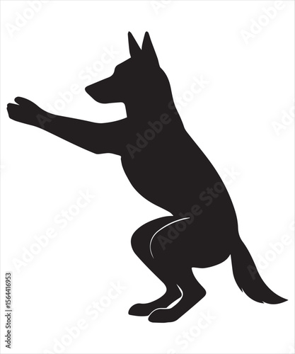 silhouette of a German Shepherd dog stretching its legs Funny Yoga
