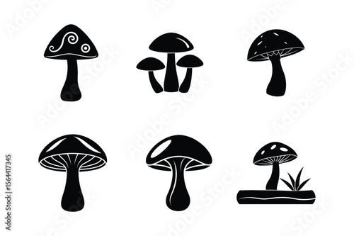 mushroom silhouette vector illustration on white background