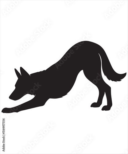silhouette of a German Shepherd dog stretching its legs Funny Yoga