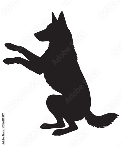 silhouette of a German Shepherd dog stretching its legs Funny Yoga