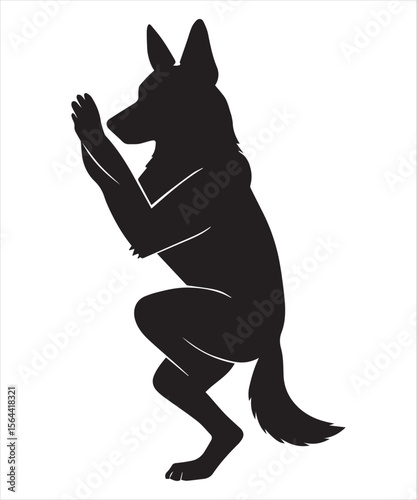 silhouette of a German Shepherd dog stretching its legs Funny Yoga