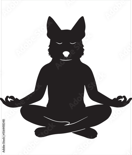 silhouette of a German Shepherd dog stretching its legs Funny Yoga