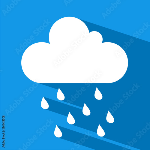 Rain cloud and rain icon vector on blue background