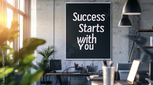 Modern workspace promoting personal growth and achievement at office