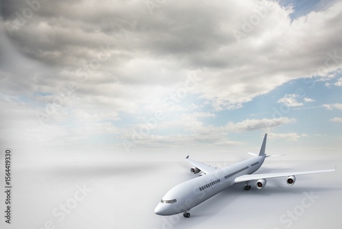 3D plane standing on white ground