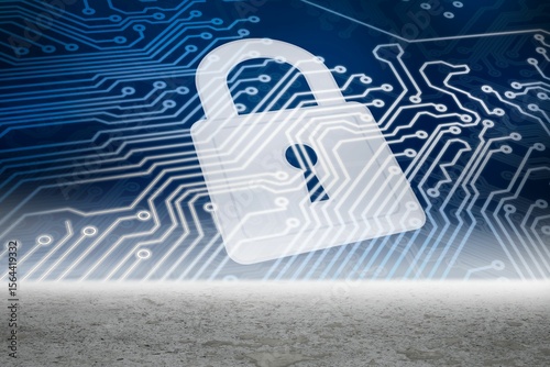 Security graphic over desert setting