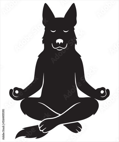 silhouette of a German Shepherd dog stretching its legs Funny Yoga