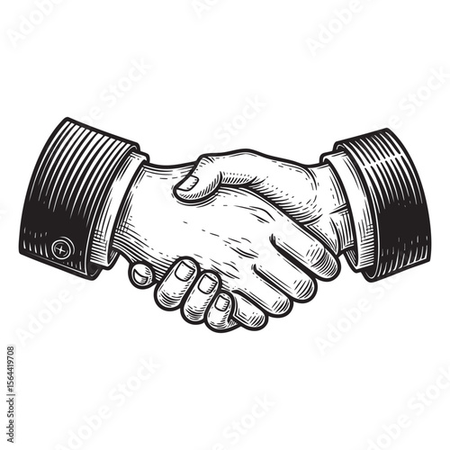 handshake vintage engraving vector illustration