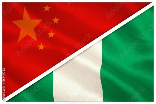 close-up of Chinese and Nigerian flags
