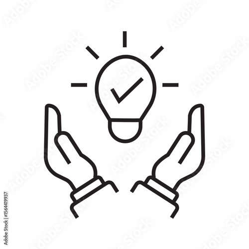 Outline icon of a light bulb and gear representing creative idea and innovation in business. Editable stroke. Vector illustration.