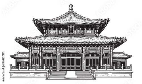temple vintage engraving vector illustration