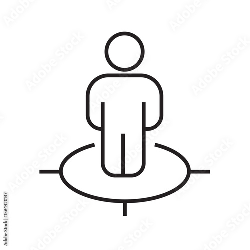 Outline icon of a person inside a target, symbolizing user targeting or customer segmentation in marketing. Editable stroke. Vector illustration.