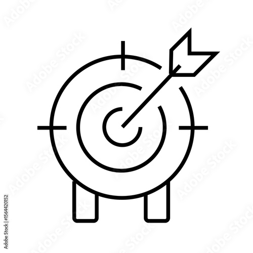 Outline icon of a target with a dollar sign, representing business goal or financial strategy. Editable stroke. Vector illustration.
