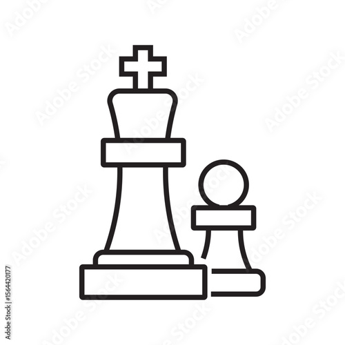 Outline icon of a chess piece, symbolizing strategic thinking and decision making in business planning. Editable stroke. Vector illustration.