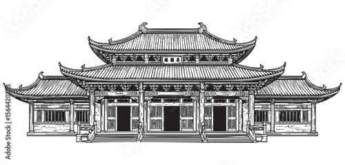temple vintage engraving vector illustration