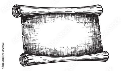 Vintage Scroll and Quill Engraving Blank Parchment Paper and Feather Pen for Writing and Historical Document

