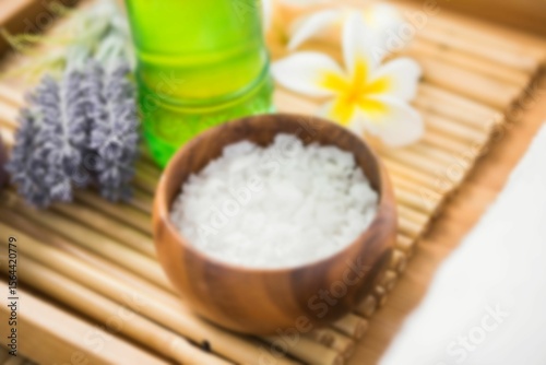High angle view of spa bath salt