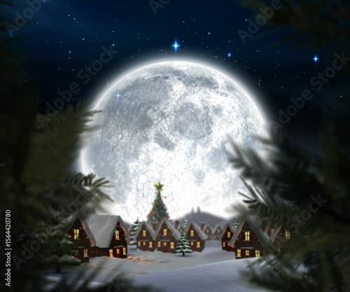 Christmas village under full moon