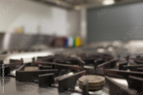 Close-up of stove in commercial kitchen