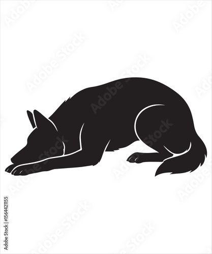 silhouette of a German Shepherd dog stretching its legs Funny Yoga