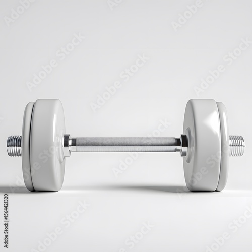 Simple Single Dumbbell on White Surface for Fitness and Training