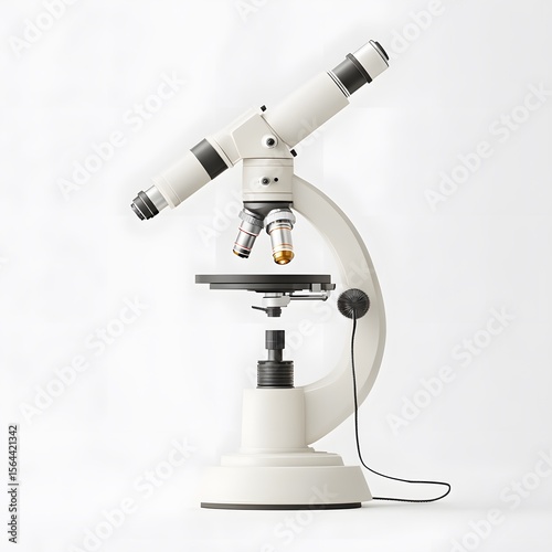 Modern Laboratory Microscope on a White Background for Science Study