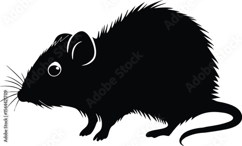 Rat Silhouette Vector | Black Rodent Animal Clipart Graphic Design
