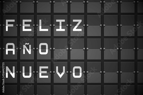 New year message on black roller board in spanish