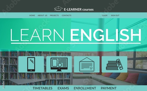 Vector image of e-learning interface on screen