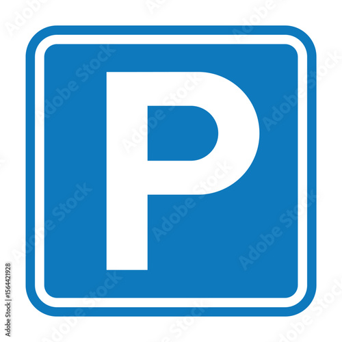 Parking traffic sign on white background