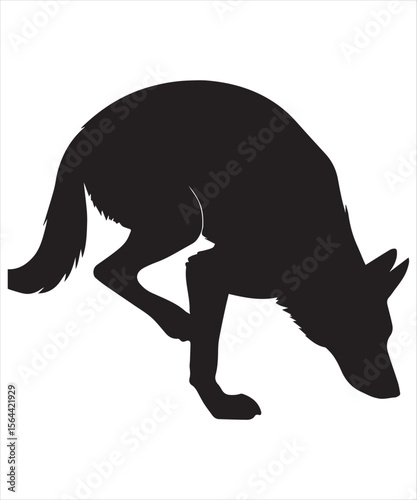 silhouette of a German Shepherd dog stretching its legs Funny Yoga