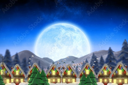 Quaint town with bright moon