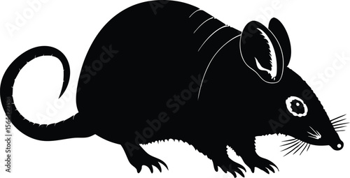 Rat Silhouette Vector | Black Rodent Animal Clipart Graphic Design