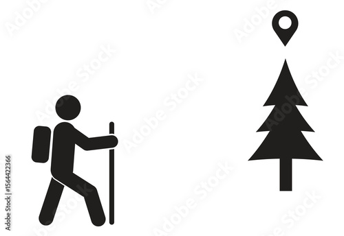 Hiking icon. Walking. Public footpath. Trail. Vector icon isolated on white background