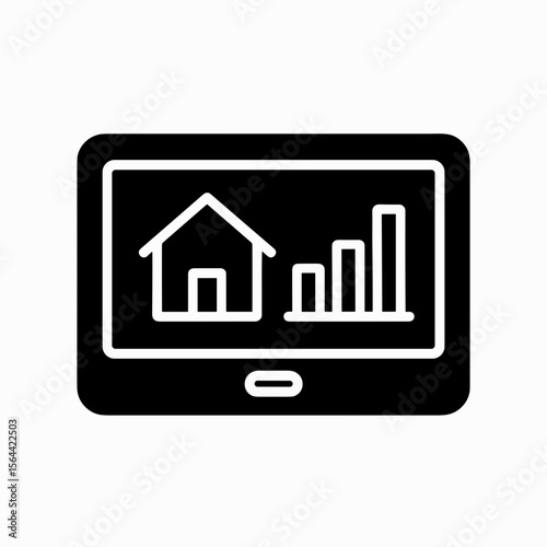 Solid icon of smart home control panel on tablet – digital house interface