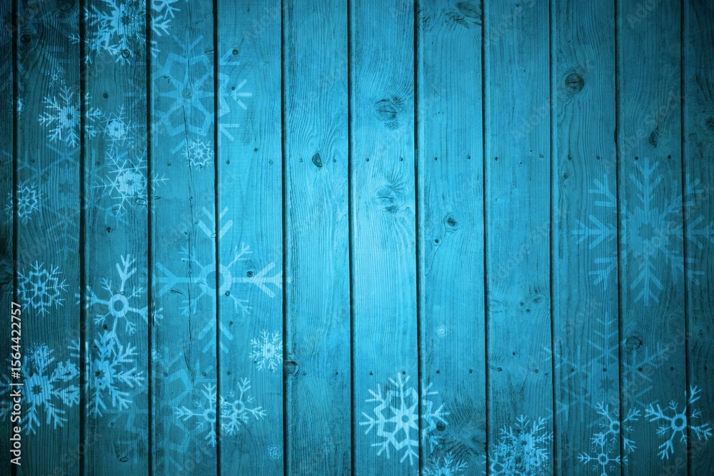 Obraz premium Snowflake pattern on blue planks