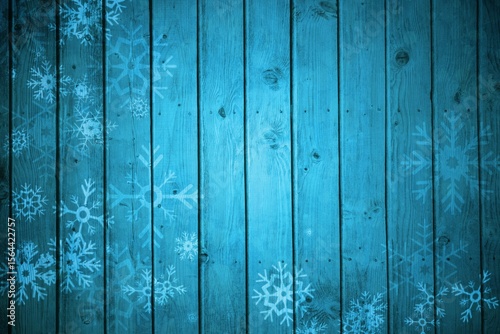 Snowflake pattern on blue planks