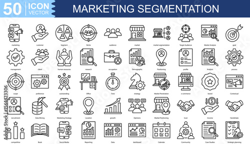 marketing segmentation icon collection set. Containing marketing, customer, Segment, Niche, audience icon.
