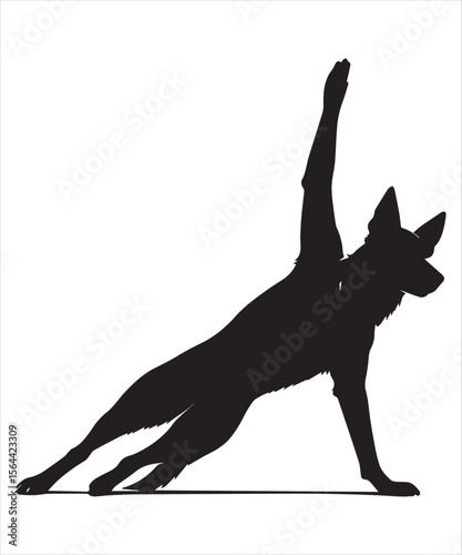 silhouette of a German Shepherd dog stretching its legs Funny Yoga